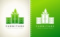 Furniture logo vector wardrobe and dressers with leaves